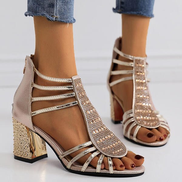 Sandales Talon Bloc à Bout Ouvert pour Femme