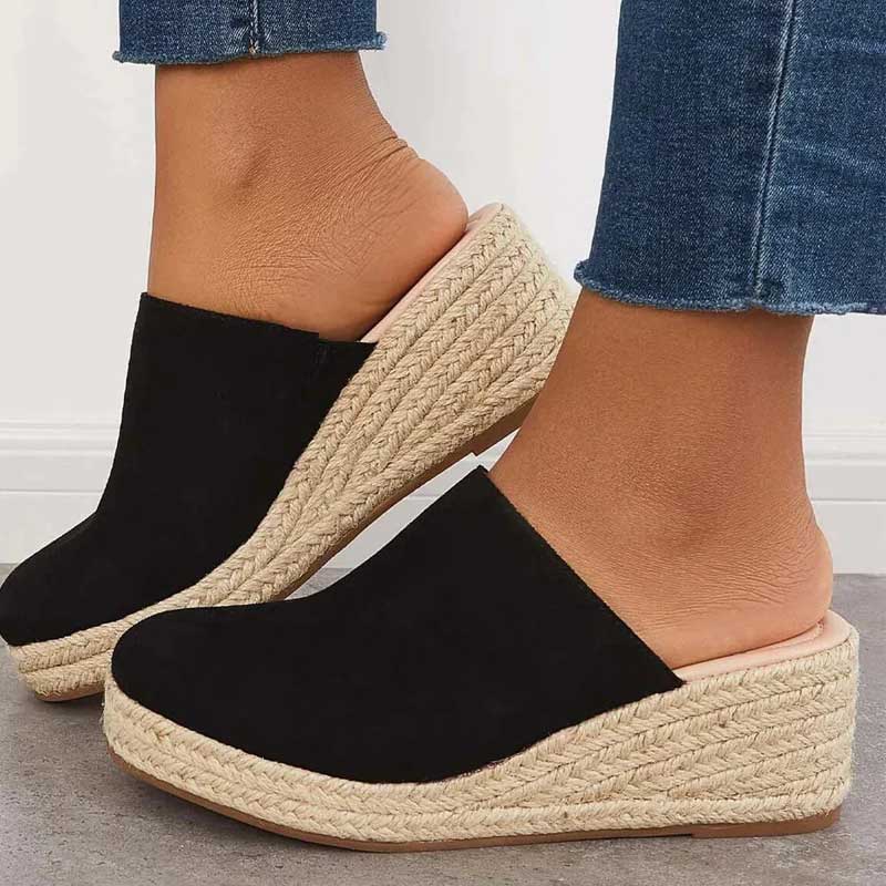 Mules Femmes Confortables en Cuir Bleu Marine