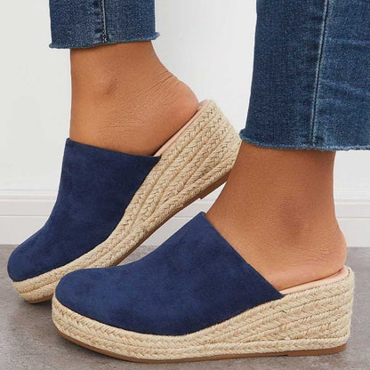 Mules Femmes Confortables en Cuir Bleu Marine - PanierRoyale
