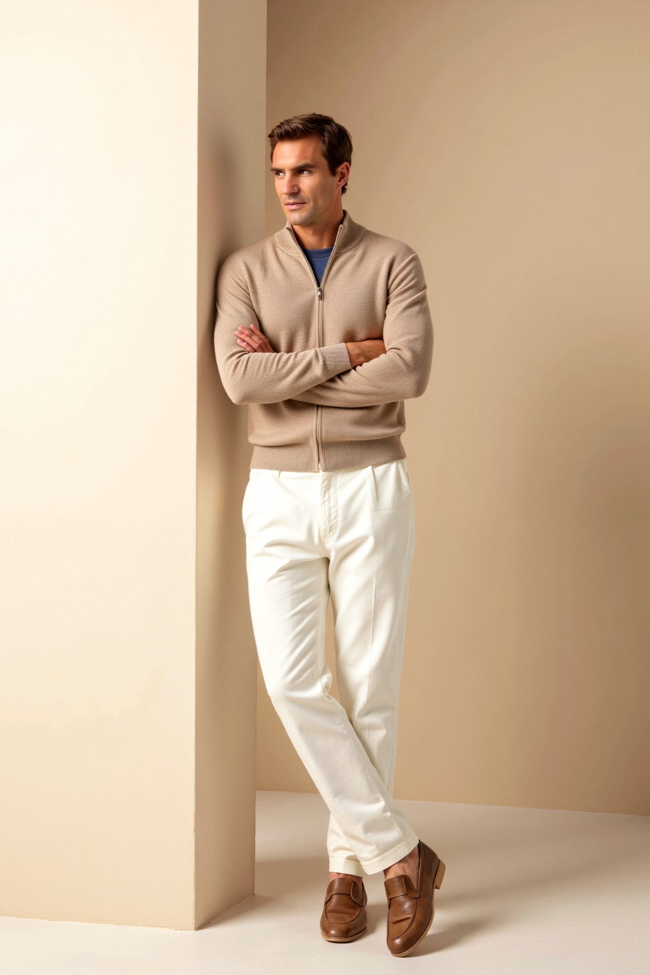 Cardigan Homme Maille Fine Zippé Coupe Ajustée