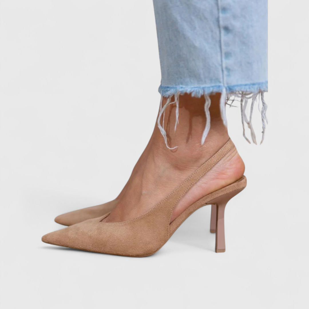 Escarpins Slingback Femme Daim Bout Pointu Talon Fin - PanierRoyale