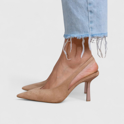 Escarpins Slingback Femme Daim Bout Pointu Talon Fin - PanierRoyale