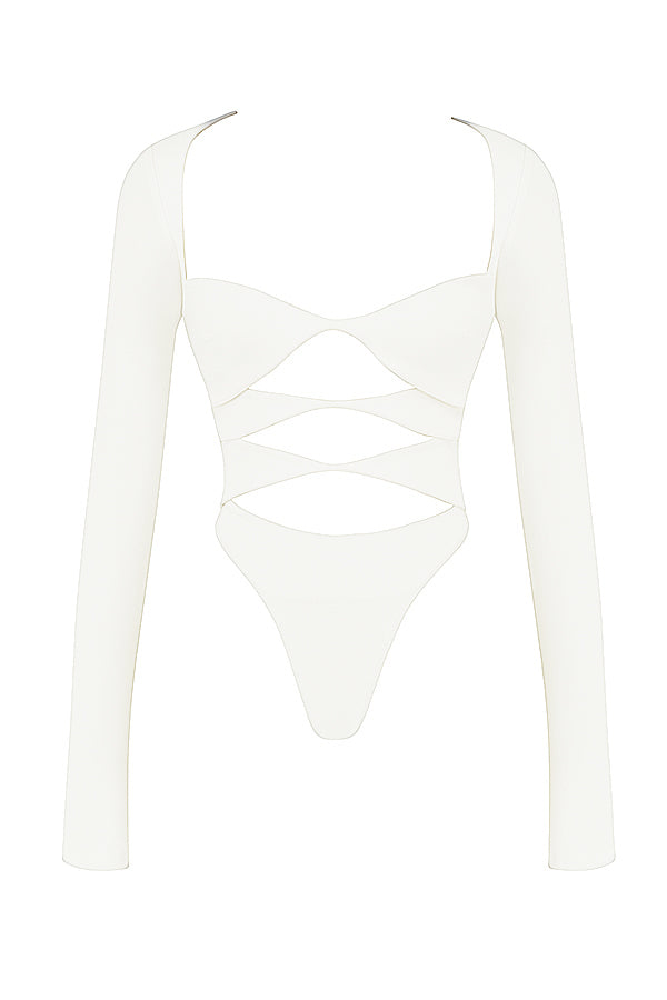 Top femme crop décolleté élégant manches longues