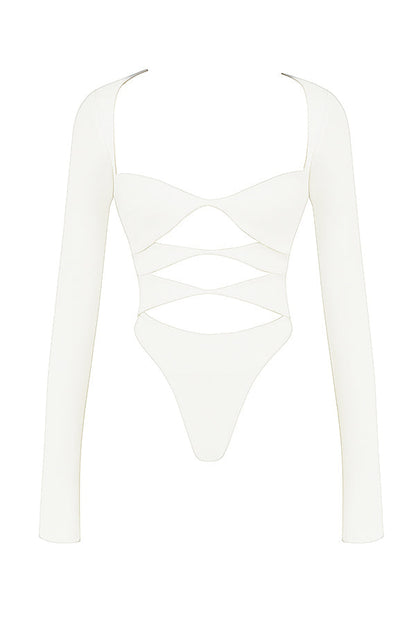 Top femme crop décolleté élégant manches longues