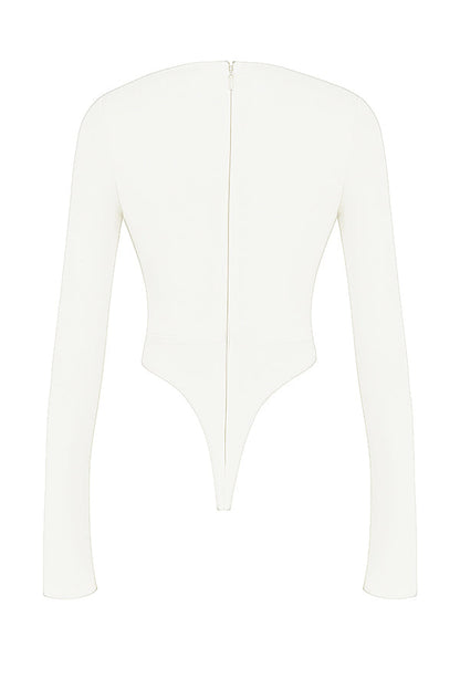 Top femme crop décolleté élégant manches longues