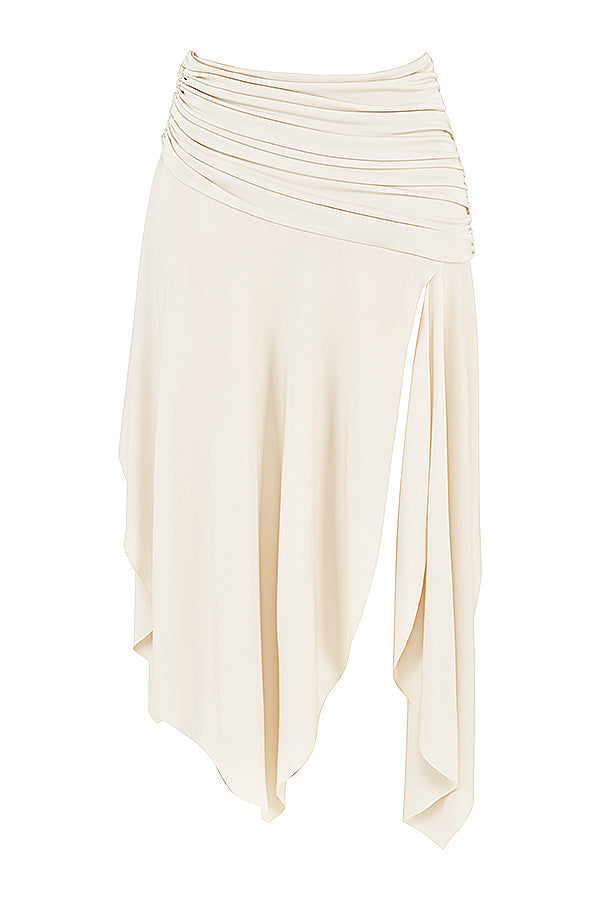 Corset en cuir végétal blanc pour femme avec jupe mi-longue