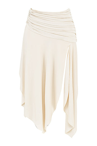 Corset en cuir végétal blanc pour femme avec jupe mi-longue