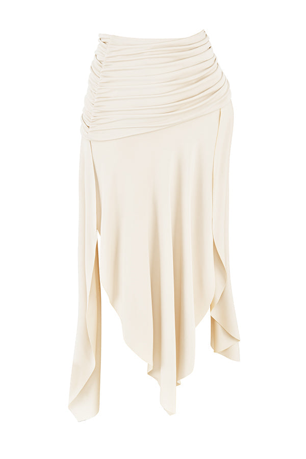 Corset en cuir végétal blanc pour femme avec jupe mi-longue