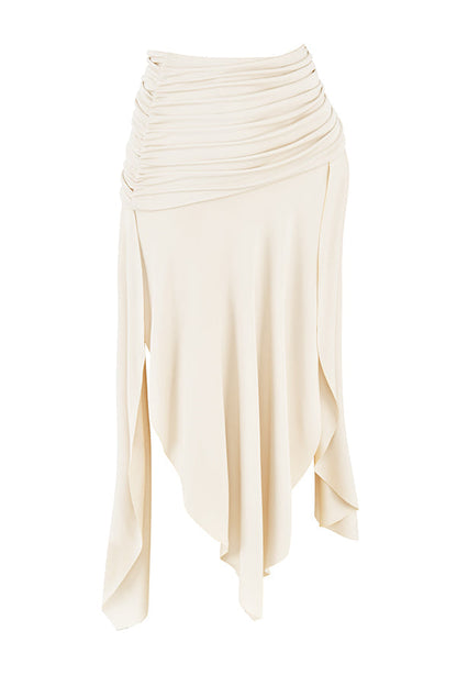 Corset en cuir végétal blanc pour femme avec jupe mi-longue