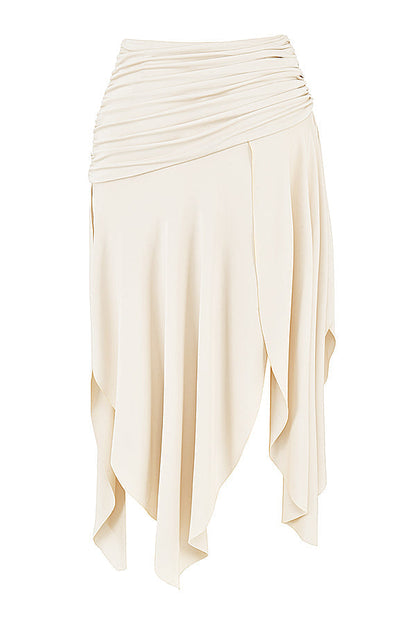 Corset en cuir végétal blanc pour femme avec jupe mi-longue