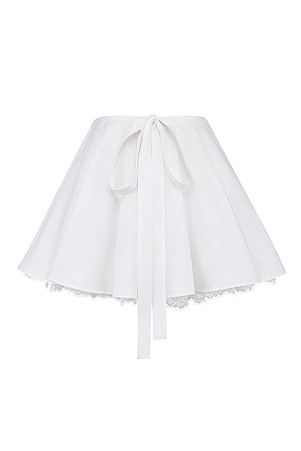 Robe Blanche Été avec Puff Manches Courtes et Jupon