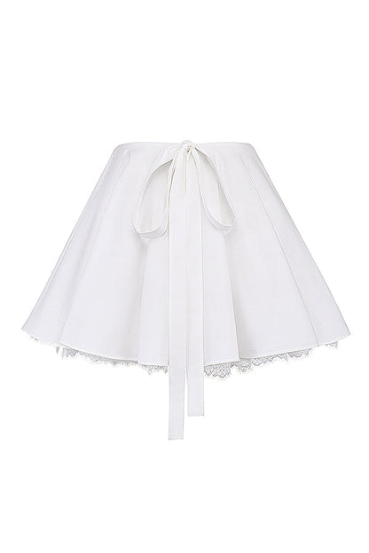 Robe Blanche Été avec Puff Manches Courtes et Jupon
