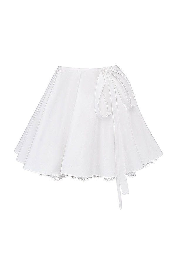 Robe Blanche Été avec Puff Manches Courtes et Jupon