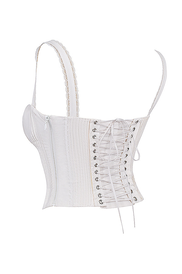 Corset Top Blanc pour Femme avec Lacets