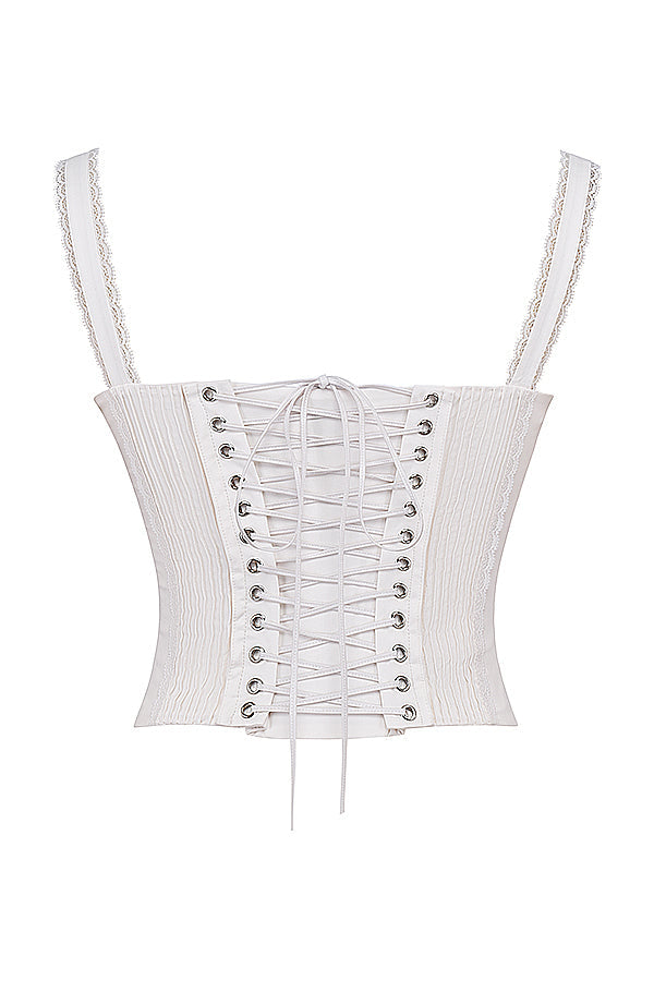 Corset Top Blanc pour Femme avec Lacets