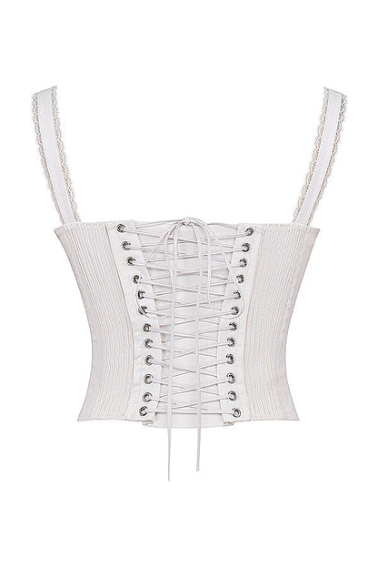 Corset Top Blanc pour Femme avec Lacets