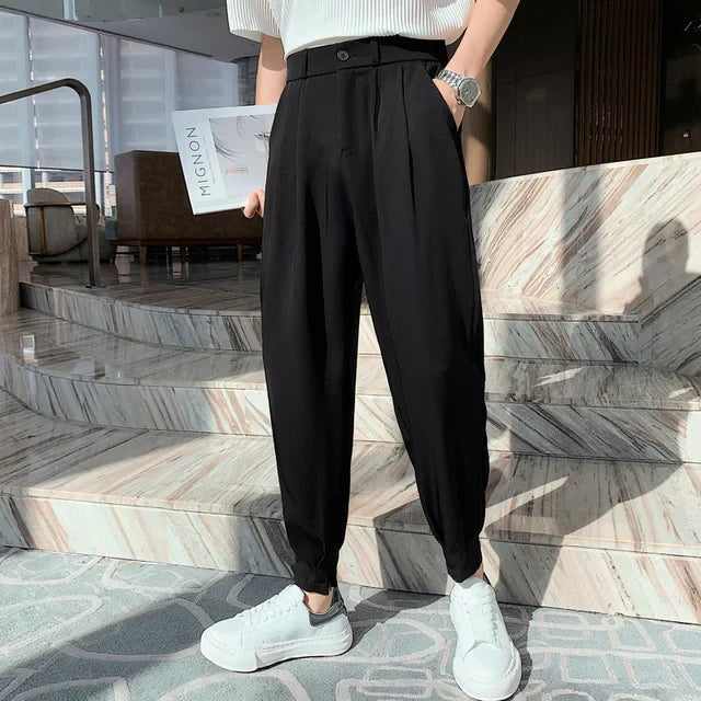 Pantalon Homme Élégant Taille Étroite