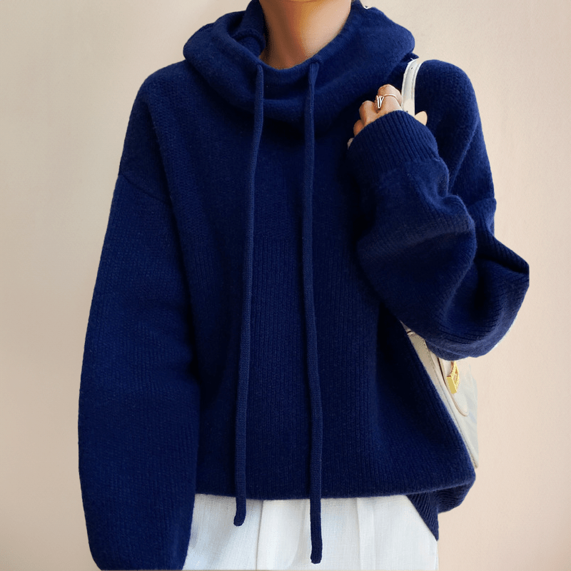 Pull Capuche Femme Tricoté Doux et Chaud