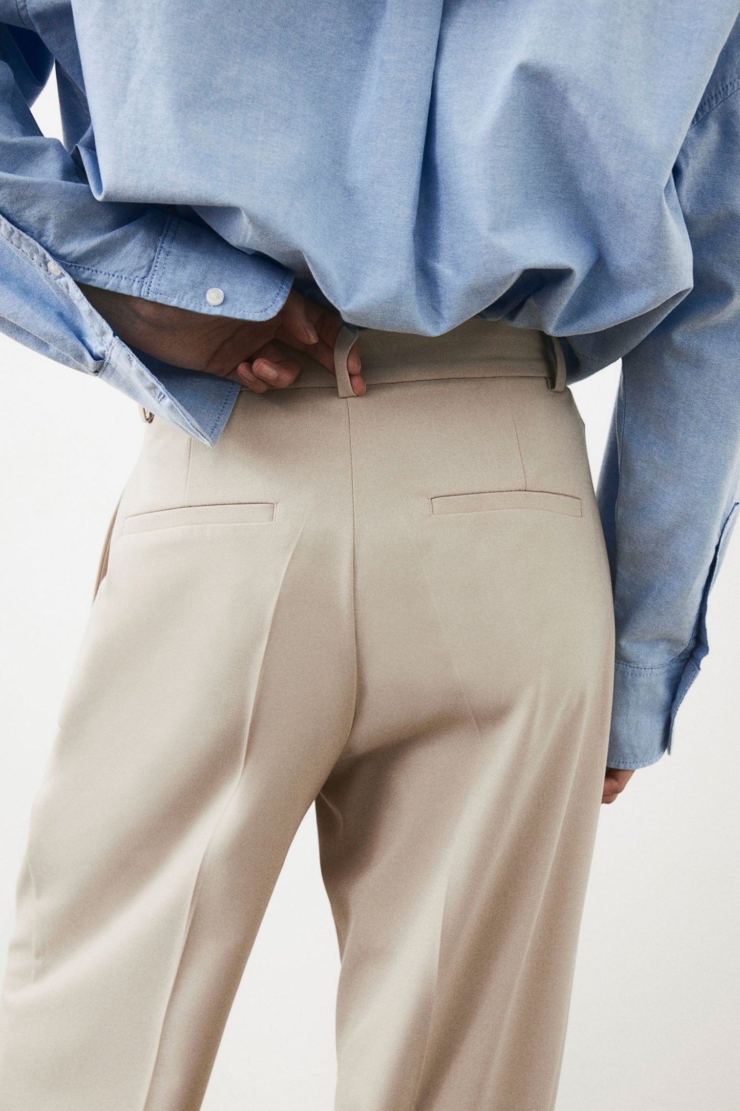 Pantalon Femme Droit avec Plis sur le Devant