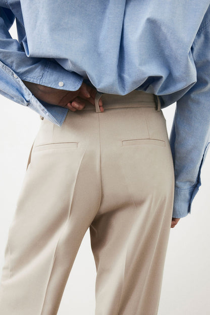 Pantalon Femme Droit avec Plis sur le Devant