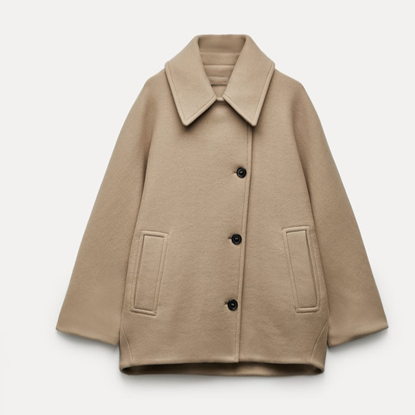Manteau Femme Laine Mélangée Boutonné Coupe Ample Oversize Mi-saison - PanierRoyale