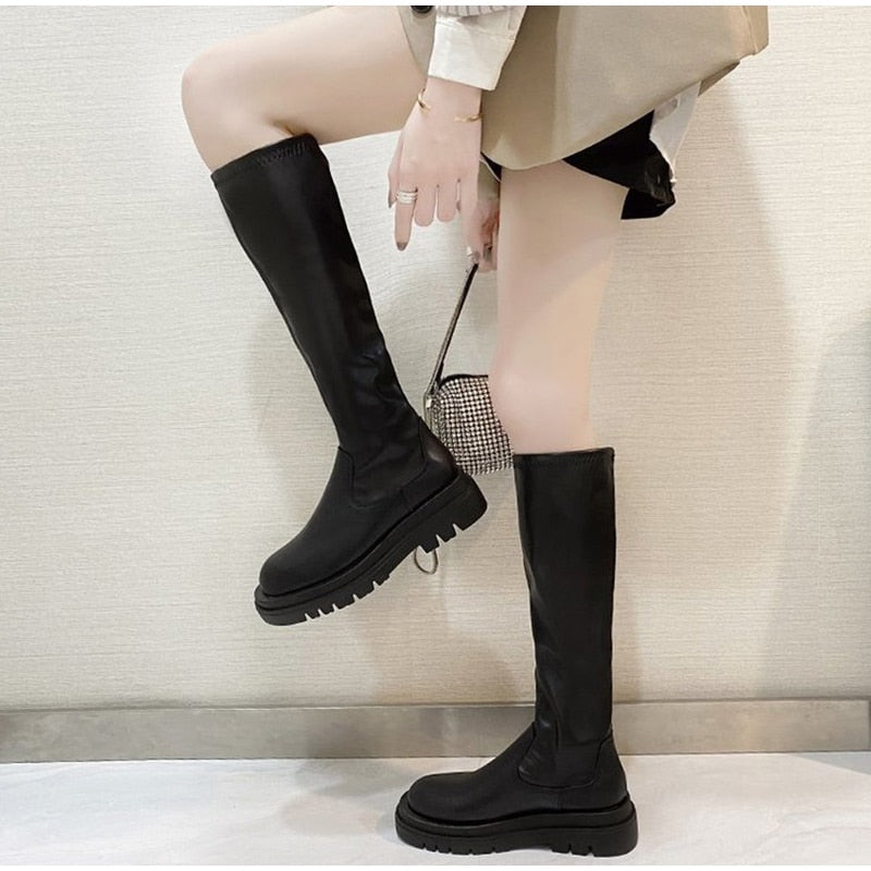 Bottes Hauts Talons Femme Hiver Chic