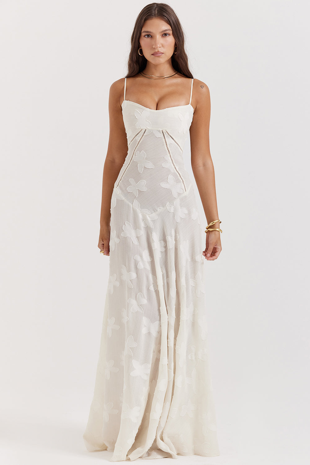 Robe de Soirée Élégante en Fleurs avec Dos Décolleté