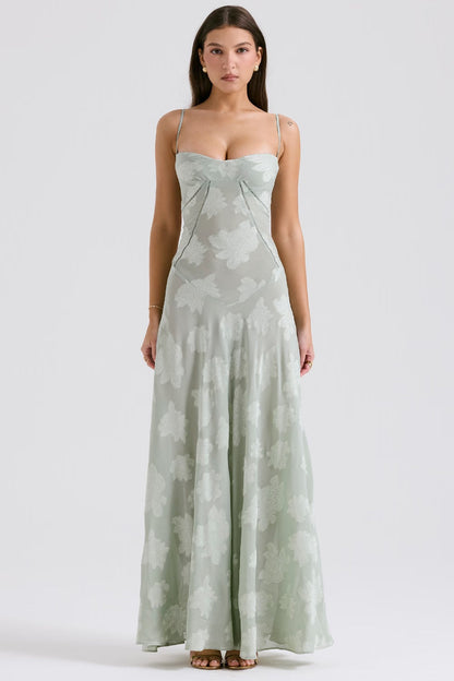 Robe de soirée rose pâle en satin avec bretelles fines