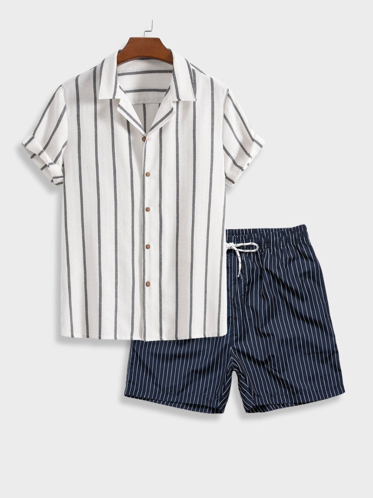 Maillot de Marin Homme été | Chemise Rayée et Shorts
