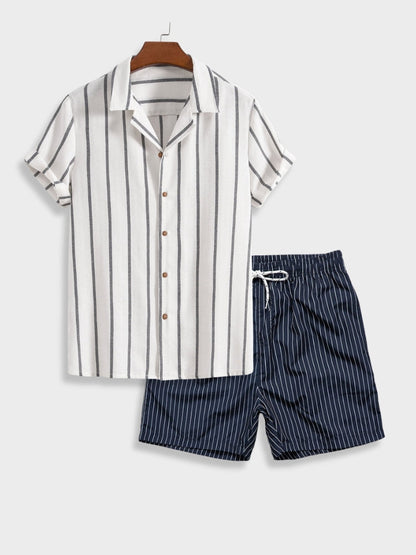 Maillot de Marin Homme été | Chemise Rayée et Shorts