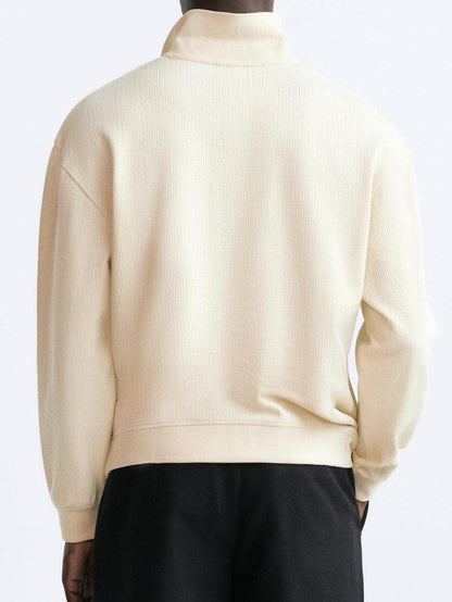 Pull Beige Col Rond Élégant et Décontracté