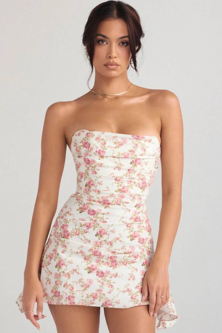 Robe Été Courte sans Manches Fleurs pour Femme - PanierRoyale