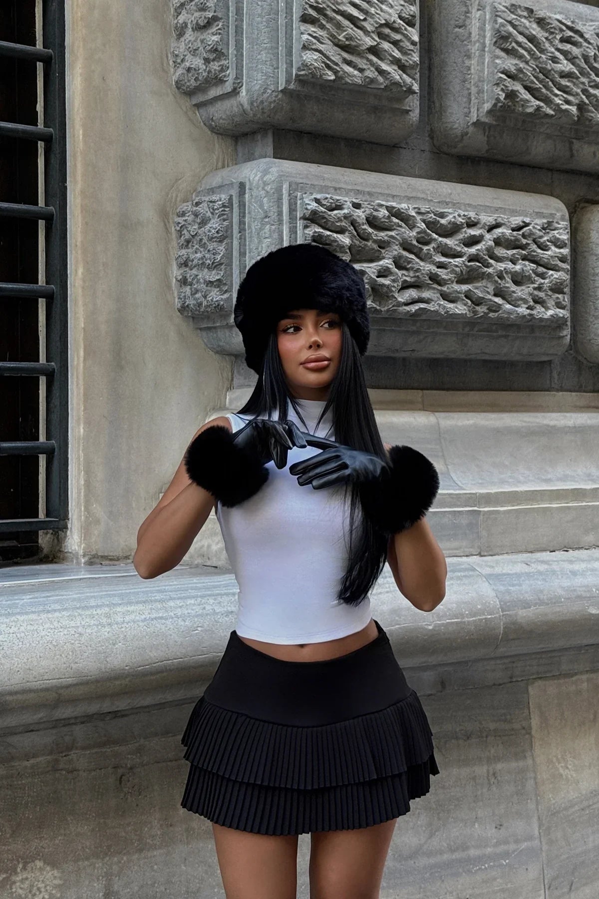 Gants Cuir Femme Noirs Doux et Chauds