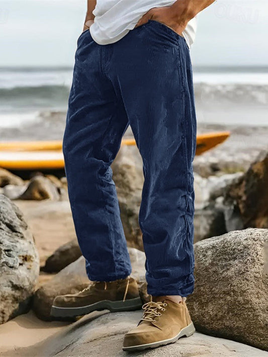 Pantalon Décontracté avec Poches Côtelées - PanierRoyale