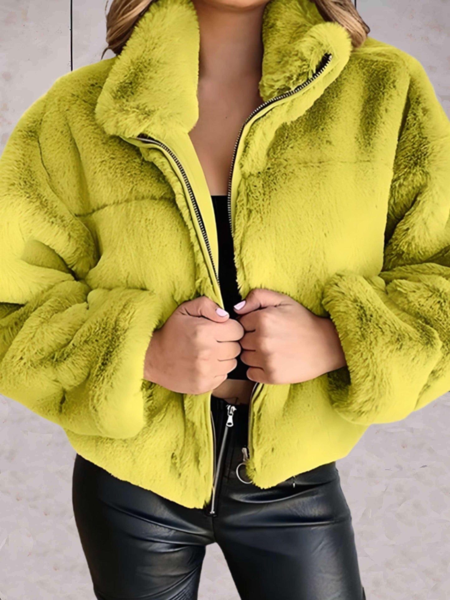 Veste Hiver Femme à Fermeture Éclair avec Capuchon Doux