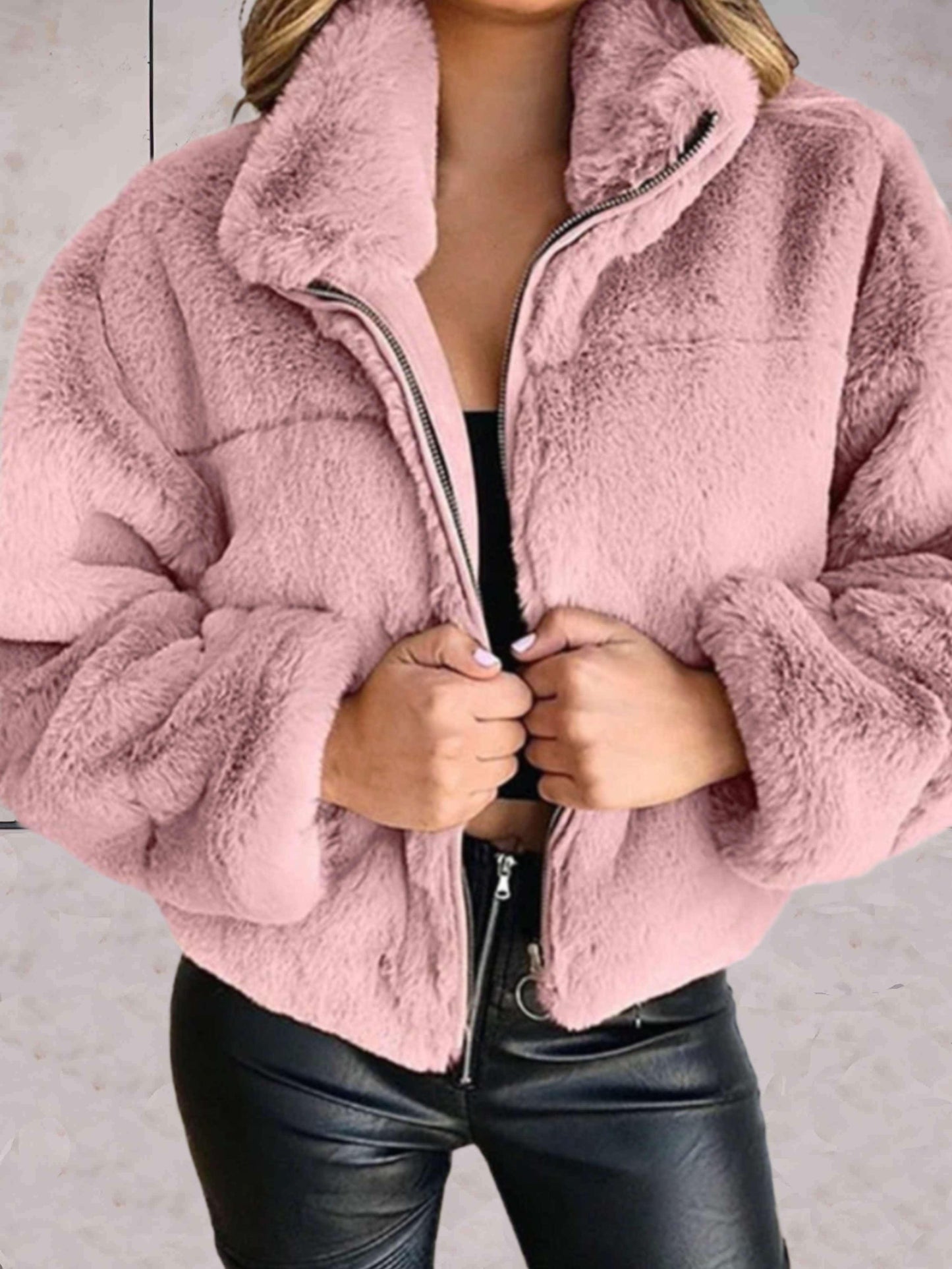 Veste Hiver Femme à Fermeture Éclair avec Capuchon Doux