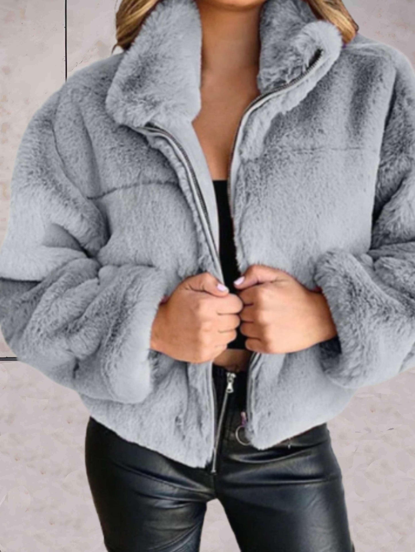 Veste Hiver Femme à Fermeture Éclair avec Capuchon Doux