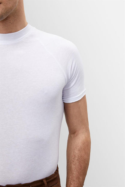 T-Shirt Homme Slim Fit Blanc Coton Classique