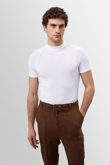 T-Shirt Homme Slim Fit Blanc Coton Classique