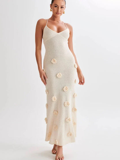 Robe Femme Été légère avec Fleurs Brodées et Bretelles Fines