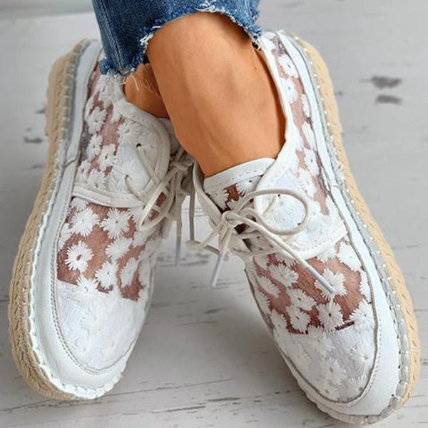 Chaussures Femmes Mocassins Confort Floral avec Semelle Épaisse