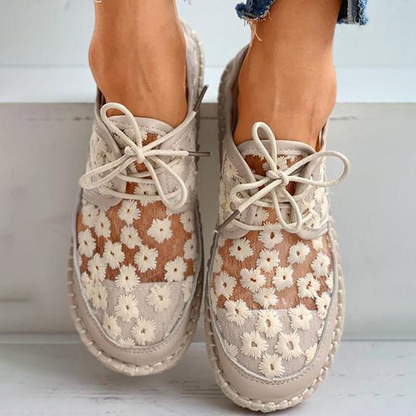 Chaussures Femmes Mocassins Confort Floral avec Semelle Épaisse