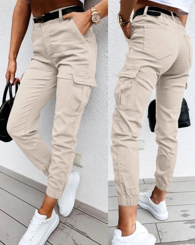 Pantalon Cargo Femme Chic avec Poches Multi-Fonctions
