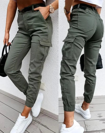 Pantalon Cargo Femme Chic avec Poches Multi-Fonctions