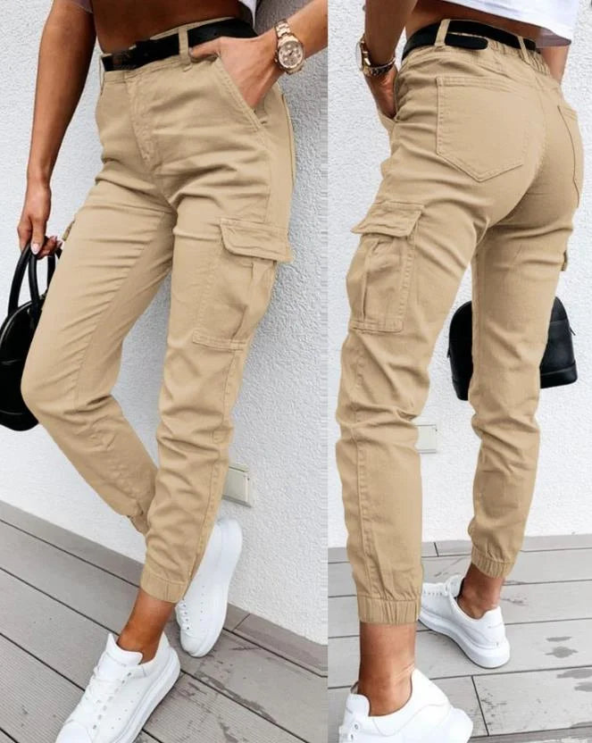 Pantalon Cargo Femme Chic avec Poches Multi-Fonctions