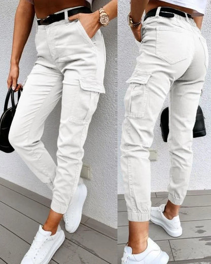 Pantalon Cargo Femme Chic avec Poches Multi-Fonctions
