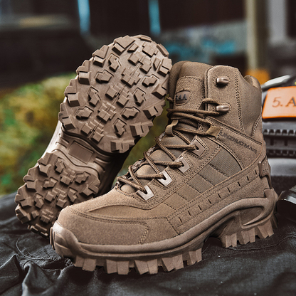 Bottes de randonnée en cuir brun homme