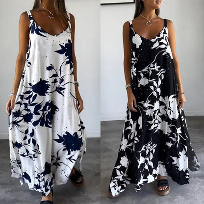 Robe Femme Fluide Sans Manches Col V Coupe Confortable