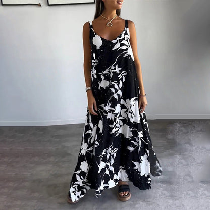 Robe Femme Fluide Sans Manches Col V Coupe Confortable