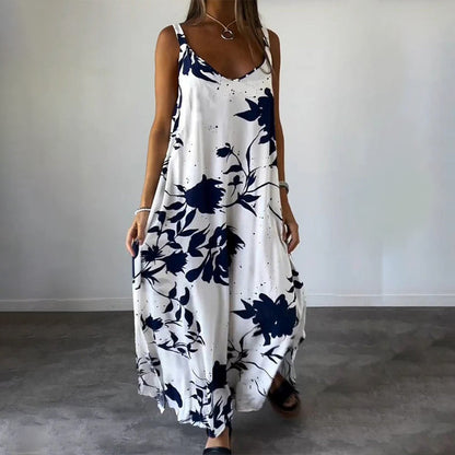 Robe Femme Fluide Sans Manches Col V Coupe Confortable